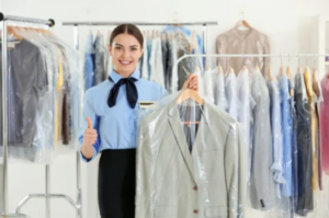 Clean shirts on hangers ready for pickup